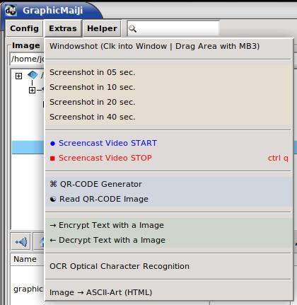 GraphicMaiJi, Extras Menu, additional functions