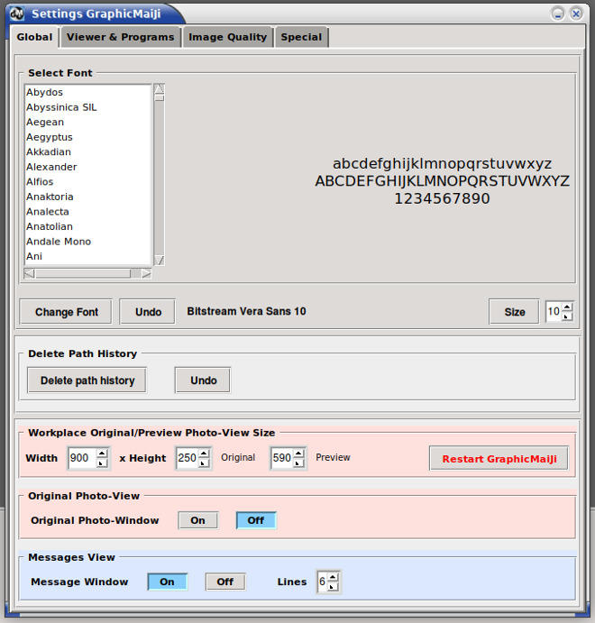 GraphicMaiJi, Settings Window