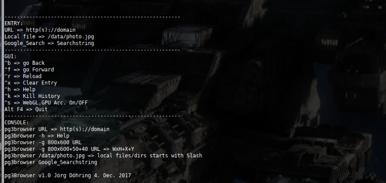 pg3Browser, Console Help